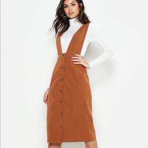 Boohoo Brown Front Button Midi Dress